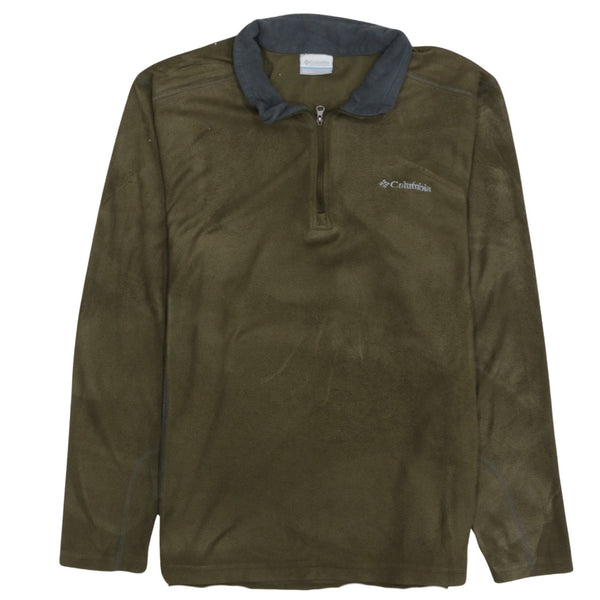 Columbia 90's Hiking Warm Quarter Zip Fleece Jumper Large Khaki Green