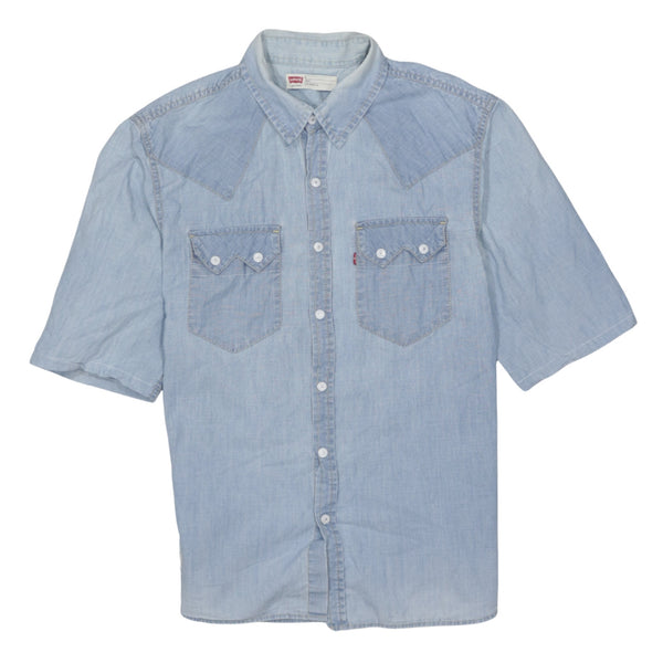 Levi's 90's Short Sleeves Button Up Shirt Medium Blue