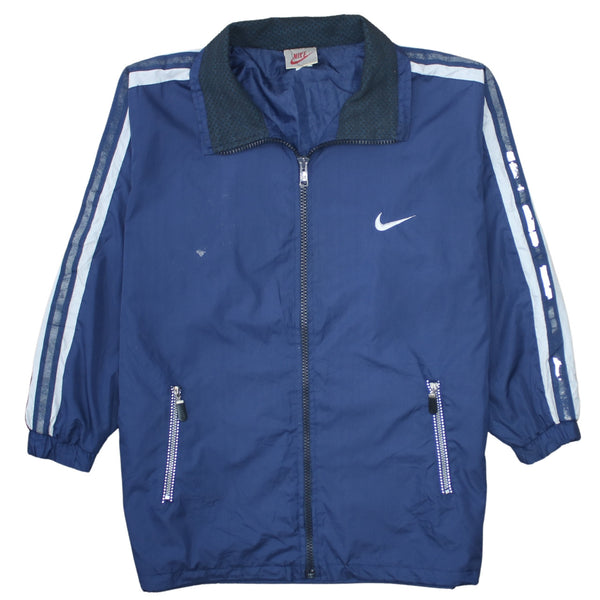 Nike 90's Swoosh Full Zip Up Sweatshirt Small Navy Blue