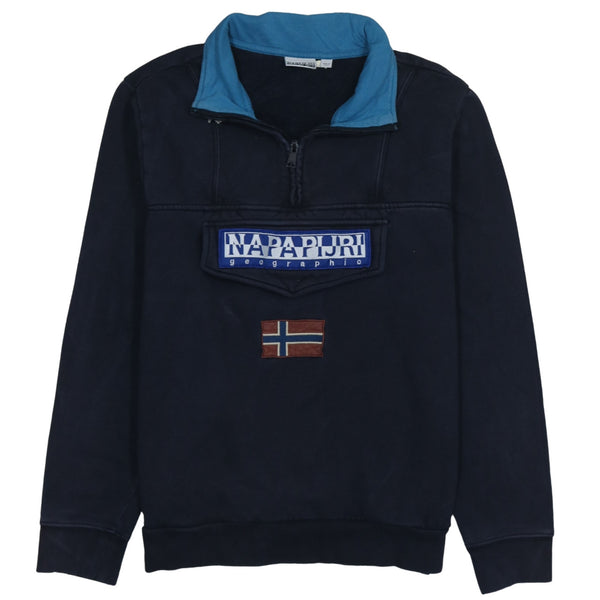 Napapijri 90's Spellout Quarter Zip Sweatshirt Medium Black