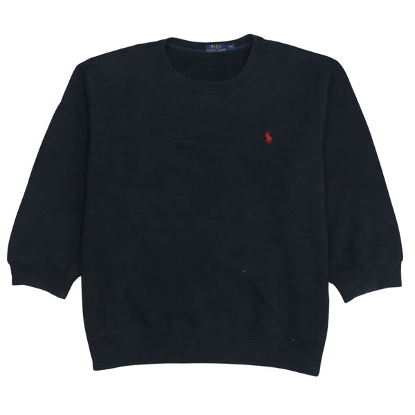 Polo Ralph Lauren Black Sweatshirt Men's XXLarge Embroidered Red Pony Logo Crewneck Pullover