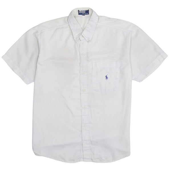 Polo Ralph Lauren 90's Short Sleeves Button Up T Shirt Medium Beige Cream