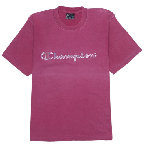 Champion Faded Pink T Shirt Men's Small Printed Script Logo Short Sleeve Tee Top