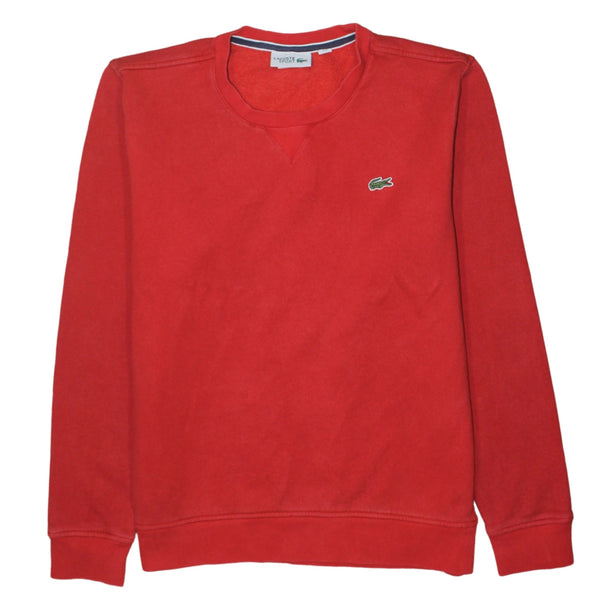 Lacoste Red Sweatshirt Men's Medium Embroidered Croc Logo Crewneck Pullover Top