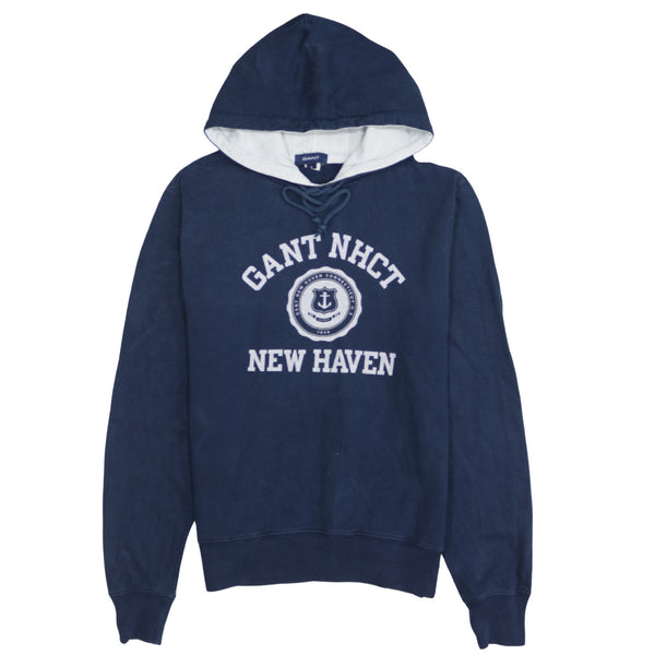 GANT 90's Spellout Pullover Hoodie Medium Navy Blue