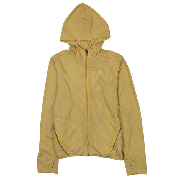 Adidas 90's Hooded Full Zip Up Fleece Jumper Medium Yellow