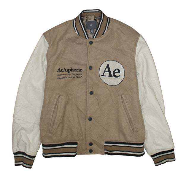H&M 90's Heavyweight Button Up Varsity Jacket Medium Brown