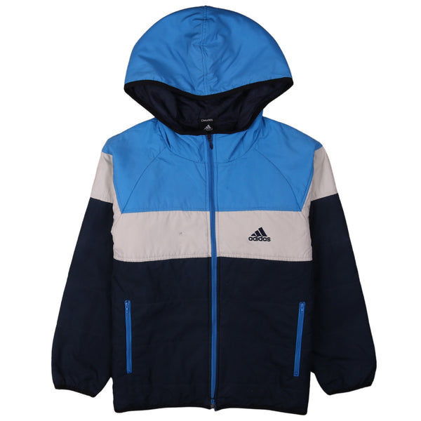 Adidas 90's Hooded Full Zip Up Windbreaker Large (missing sizing label) Blue