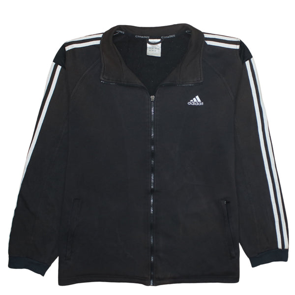 Adidas 90's Striped Sleeve Full Zip Up Sweatshirt XLarge Black