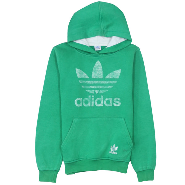 Adidas 90's Spellout Pullover Hoodie Medium Green