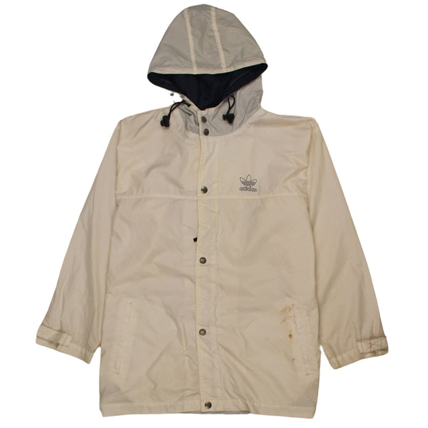 Adidas 90's Hooded Full Zip Up Windbreaker Large Beige Cream