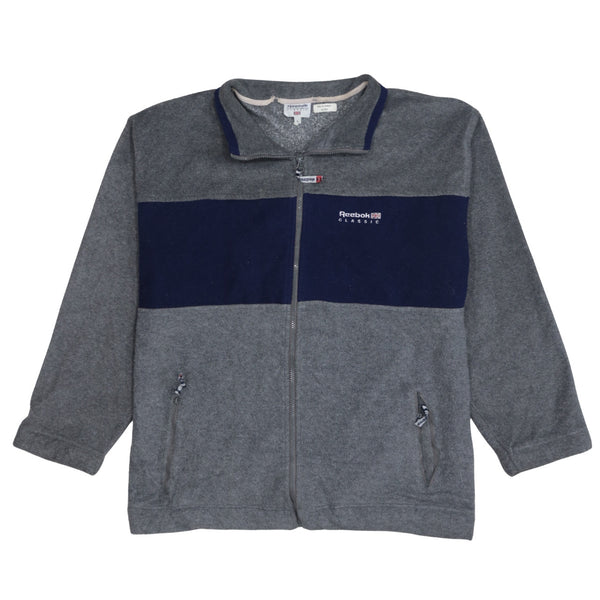 Reebok 90's Hiking Warm Full Zip Up Fleece Jumper Large Grey