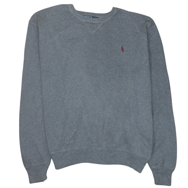 Polo Ralph Lauren Grey Sweatshirt Men’s Medium Embroidered Chest Logo Crewneck Pullover Jumper