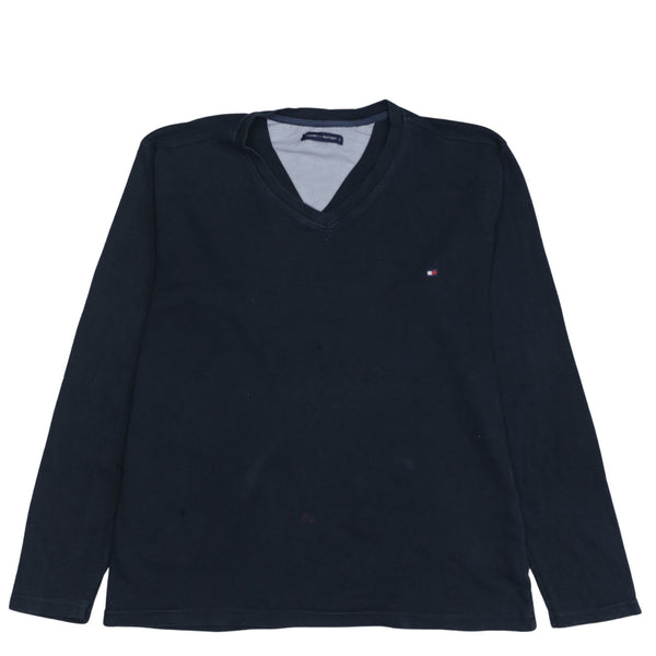 Tommy Hilfiger 90's Lightweight V Neck Sweatshirt Large Navy Blue