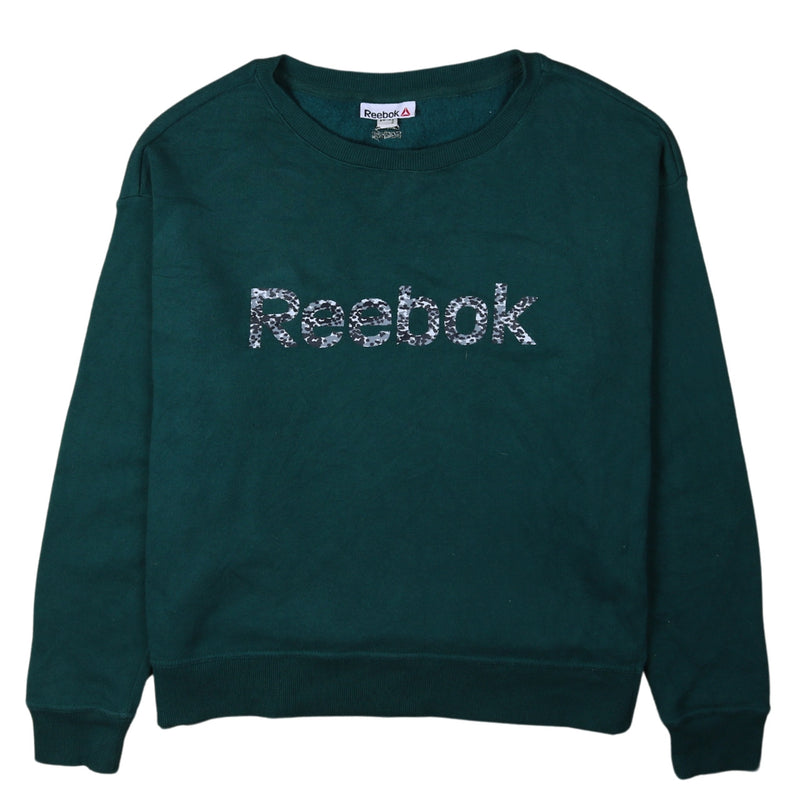 Reebok 90's Spellout Crew Neck Sweatshirt Large (missing sizing label) Green
