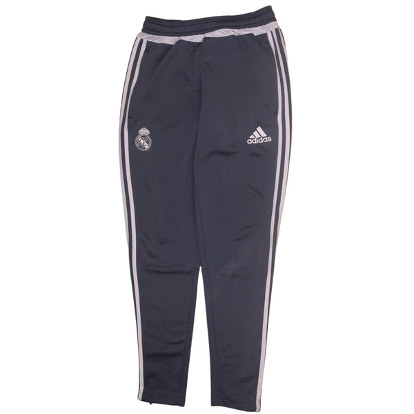 Adidas 90's Real Madrid Elasticated Waistband Drawstring Trousers / Pants Small Grey