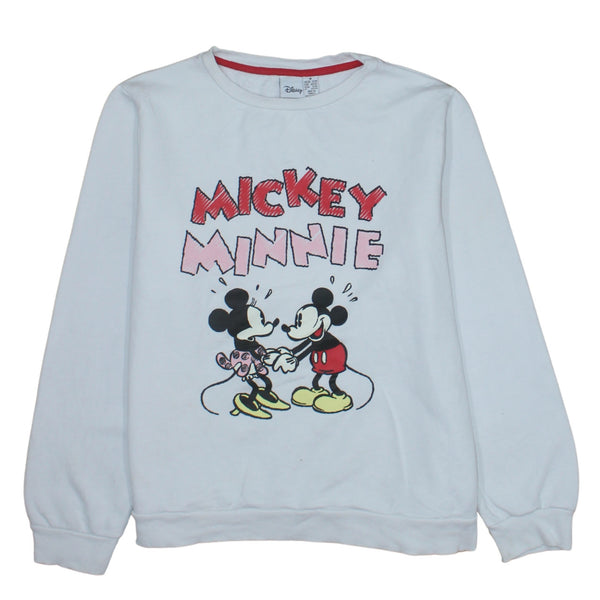 Disney 90's Mickey & Minnie Mouse Crew Neck Sweatshirt Medium White