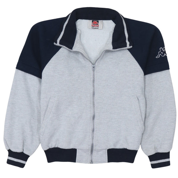 Kappa Grey Navy Zip Sweatshirt Women’s Medium Embroidered Logo Raglan Track Top Jacket