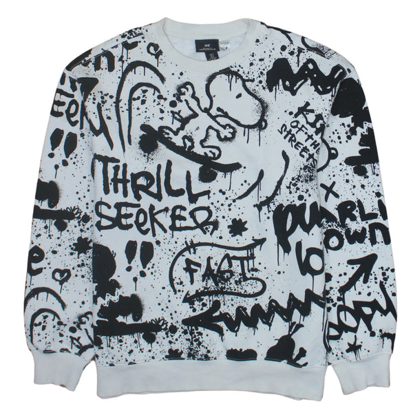 H&M 90's Plain Crew Neck Sweatshirt Small White