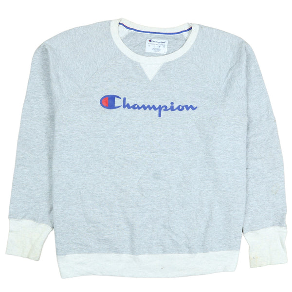 Champion 90's Spellout Crew Neck Sweatshirt XLarge Grey