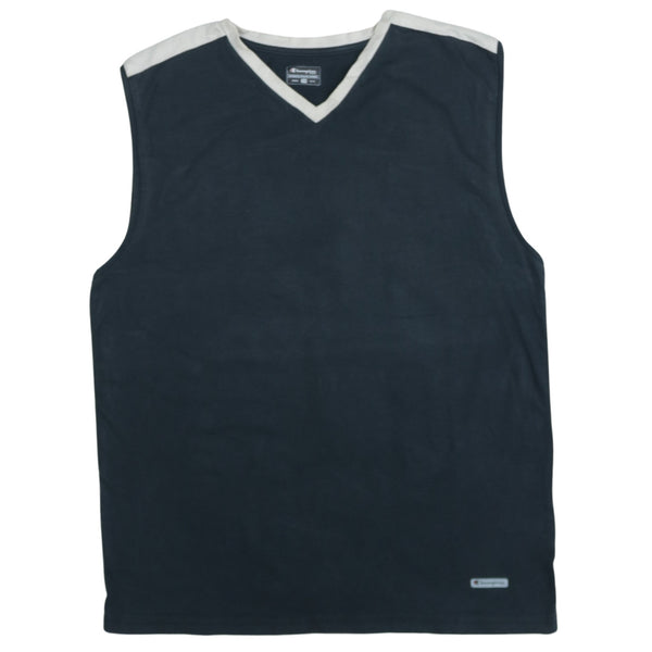 Champion Black Sleeveless Vest Women’s XXLarge V Neck Contrast Trim Small Logo Tank Top