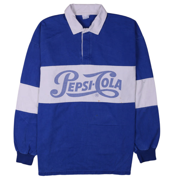 Pepsi-Cola 90's Long Sleeves Quater Button Polo Shirt XLarge (missing sizing label) Blue