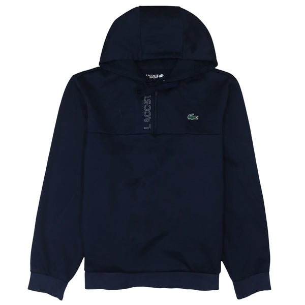 Lacoste Navy Blue Hoodie Women’s Large Half Zip Embroidered Croc Logo Sport Pullover Sweatshirt