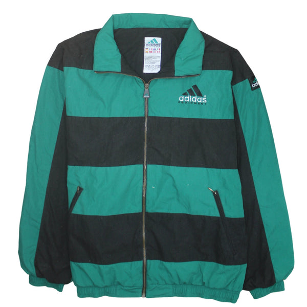 Adidas Green Black Windbreaker Jacket Men's XLarge Embroidered Equipment Logo Zip Pockets Track Top