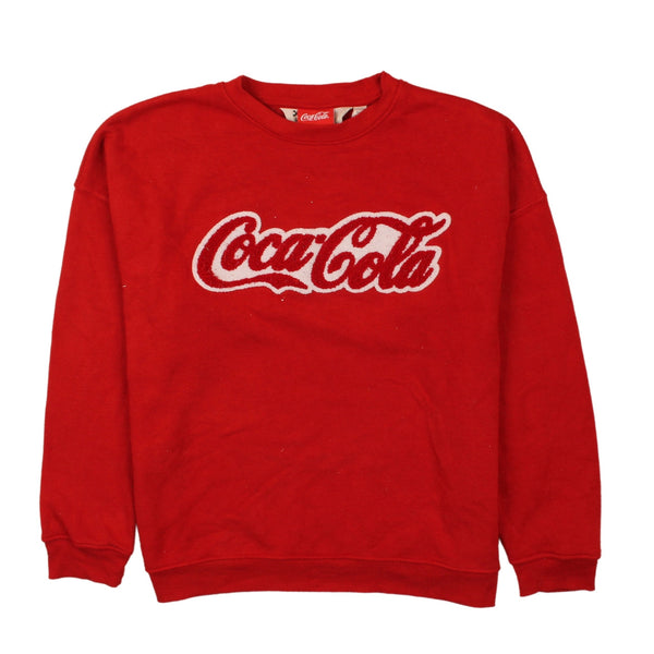 Coca Cola 90's Spellout Pullover Sweatshirt Medium Red