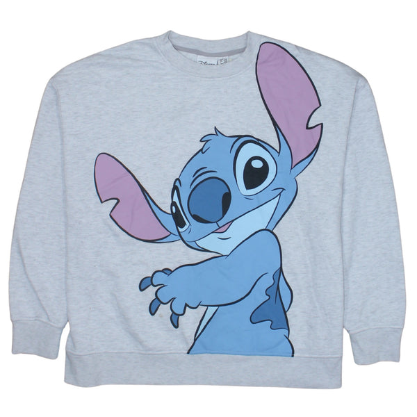 Disney 90's Stitch Crew Neck Sweatshirt Large Grey