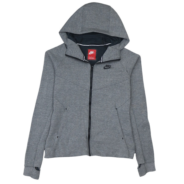 Authentic Nike Men's Small Grey Swoosh Full Zip Hoodie Cotton Vintage