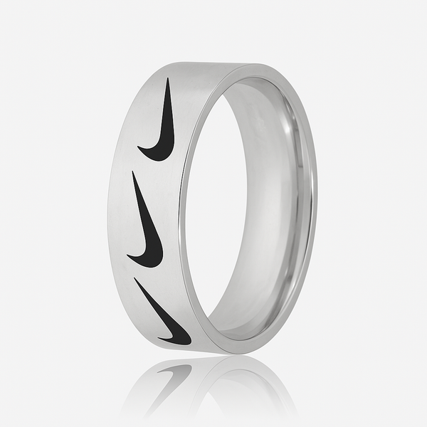 Gold Swoosh Signet Silver Ring