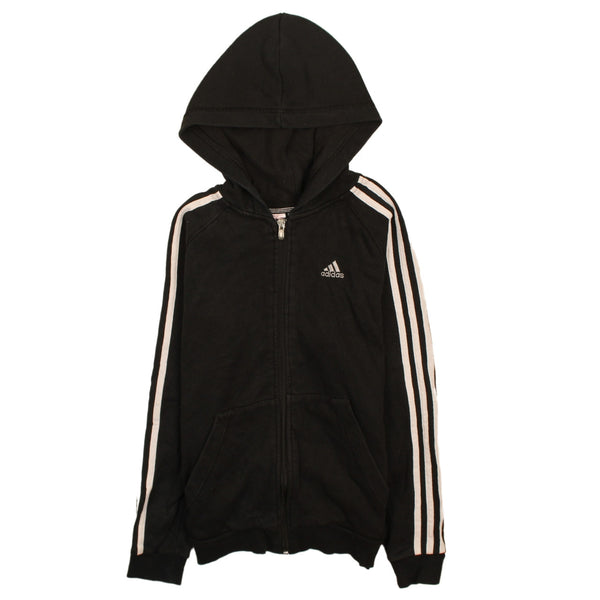 Adidas 90's Striped Sleeves Full Zip Up Hoodie Large Black