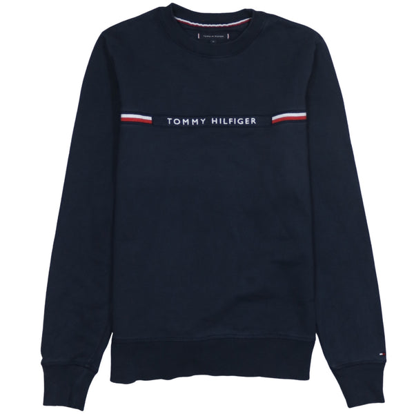 Tommy Hilfiger 90's Spellout Crew Neck Sweatshirt Medium Navy Blue