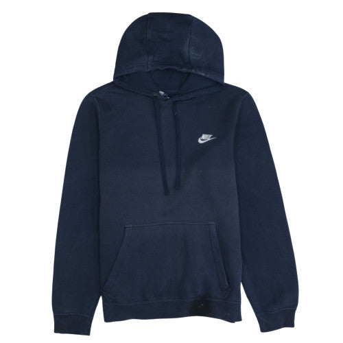 Nike Navy Blue Hoodie Men's Small Embroidered Swoosh Logo Kangaroo Pocket Pullover Sweatshirt