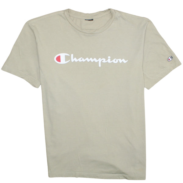 Champion 90's Spellout Short Sleeves T Shirt Large  Khaki Green
