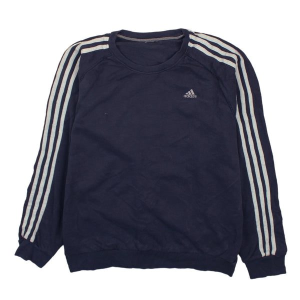 Adidas 90's Striped Sleeves Crew Neck Sweatshirt XLarge (missing sizing label) Navy Blue