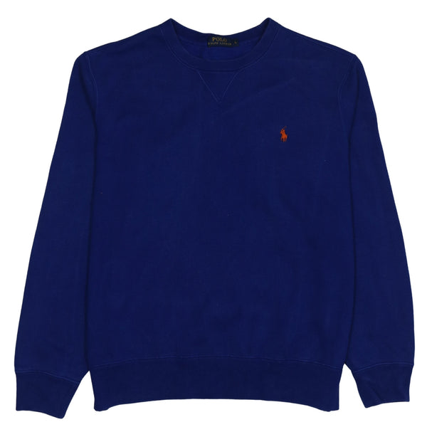 Polo Ralph Lauren Royal Blue Sweatshirt Men's Large Embroidered Pony Logo Crewneck Pullover Top