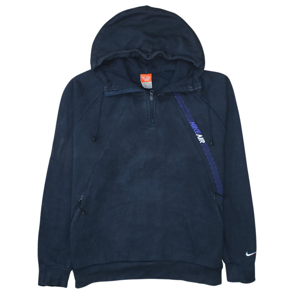 Nike 90's Swoosh Quarter Zip Hoodie Large Navy Blue