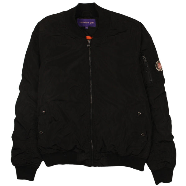 Madden 90's Lightweight Full Zip Up Bomber Jacket XLarge Black