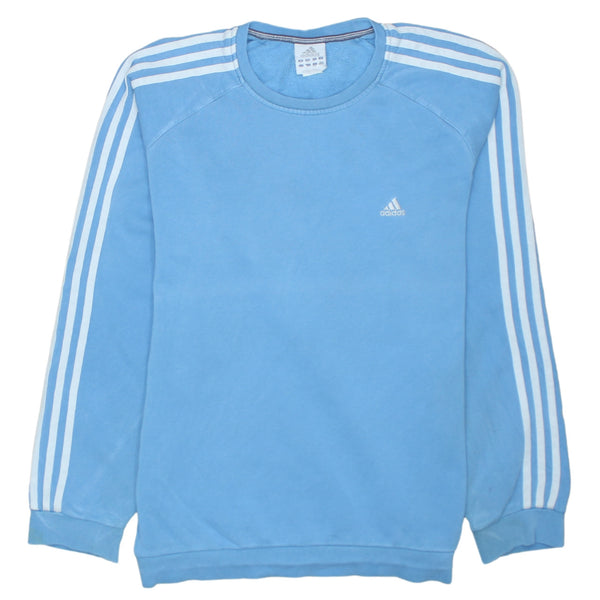 Adidas 90's Striped Sleeve Crew Neck Sweatshirt Large Blue