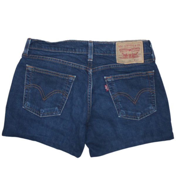 Levi Strauss & Co Dark Blue Denim Shorts Women's 30 Five Pocket Contrast Stitching Jeans
