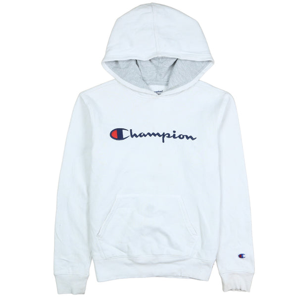 Champion 90's Spellout Pullover Hoodie Large White