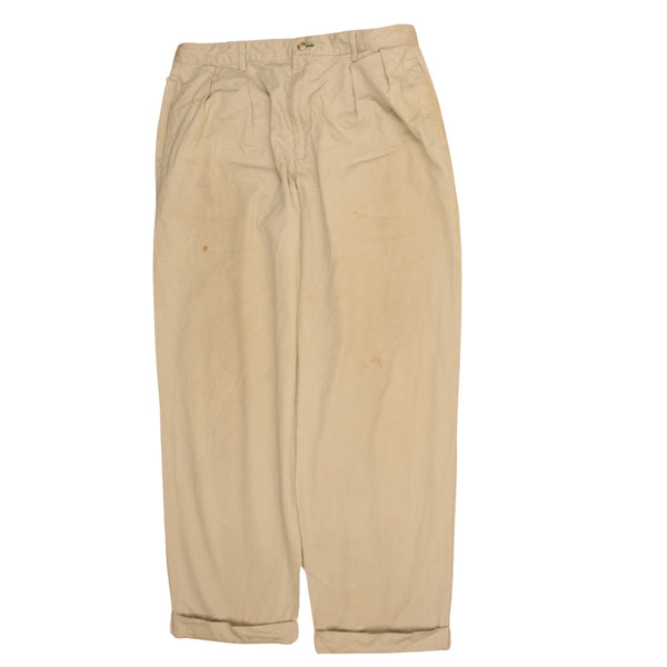 Tommy Hilfiger 90's Straight Leg Baggy Trousers / Pants 36 Beige Cream