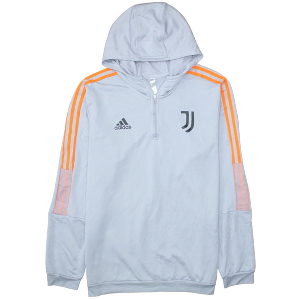 Adidas 90's Striped Sleeve Quarter Zip Hoodie XLarge Grey