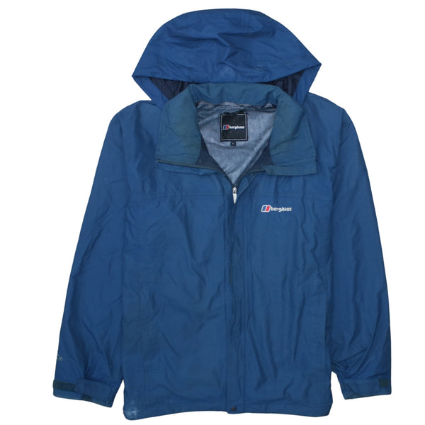 Berghaus Blue Hooded Windbreaker Jacket Men’s Large Full Zip Embroidered Logo Outerwear