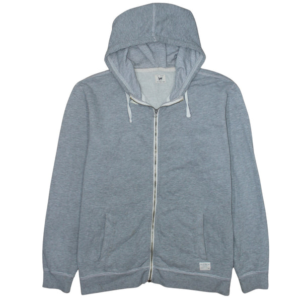 Lee 90's Plain Full Zip Up Hoodie XXLarge (2XL) Grey