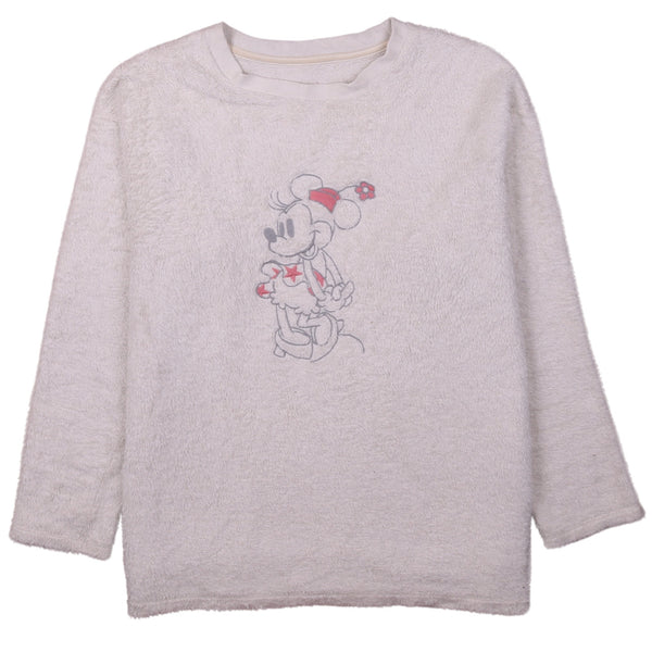 Diseny 90's Minnie Mouse Crew Neck Fleece Jumper Medium (missing sizing label) Beige Cream