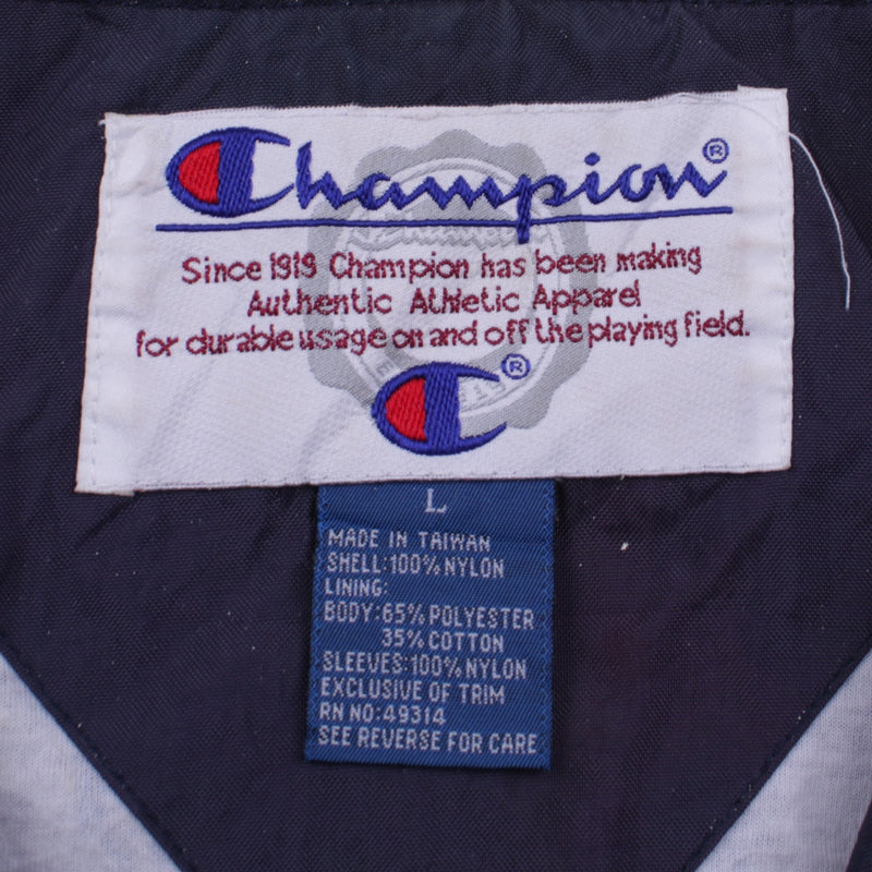 Champion 90's Hooded Quater Zip Windbreaker Large Blue