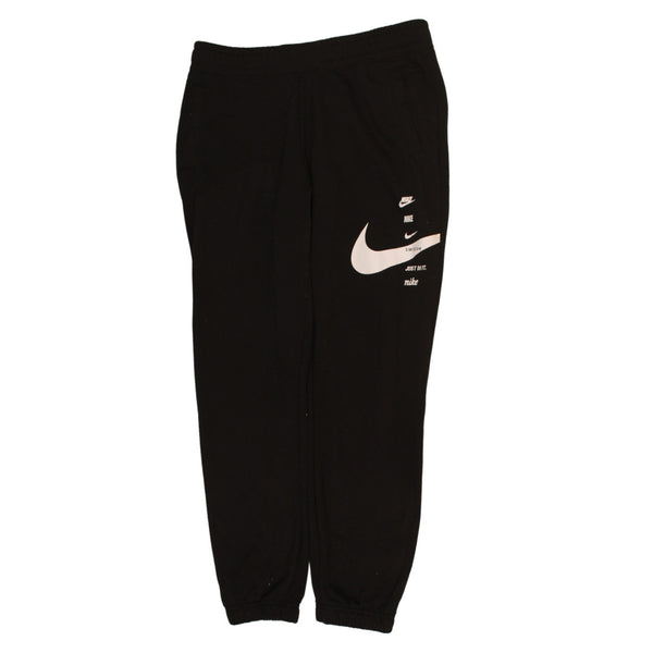 Nike 90's Swoosh Elasticated Waistband Drawstrings Joggers / Sweatpants Large Black